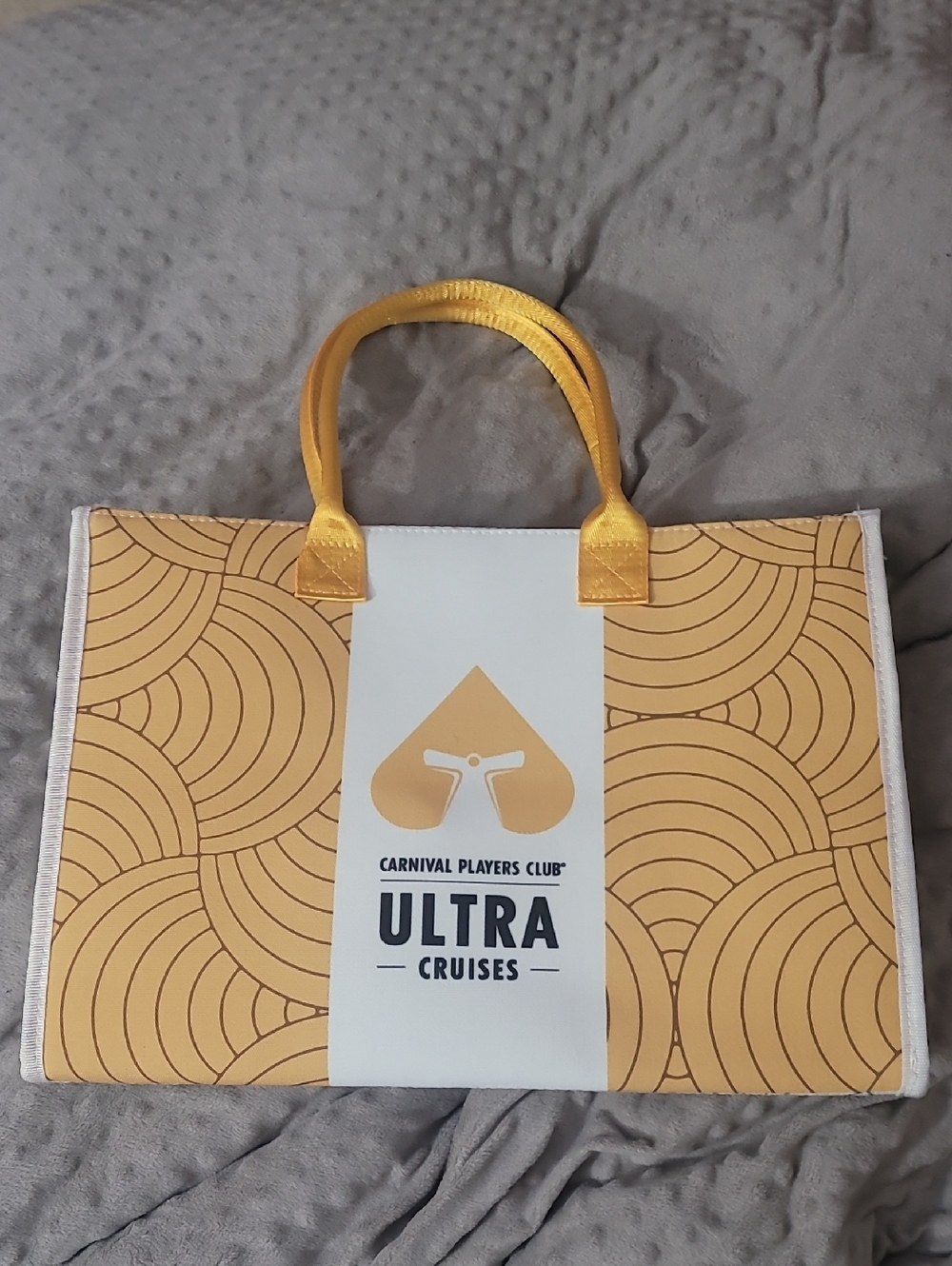 Ultra Cruises Yellow Patterned Tote Bag by Carnival Players Club, New.